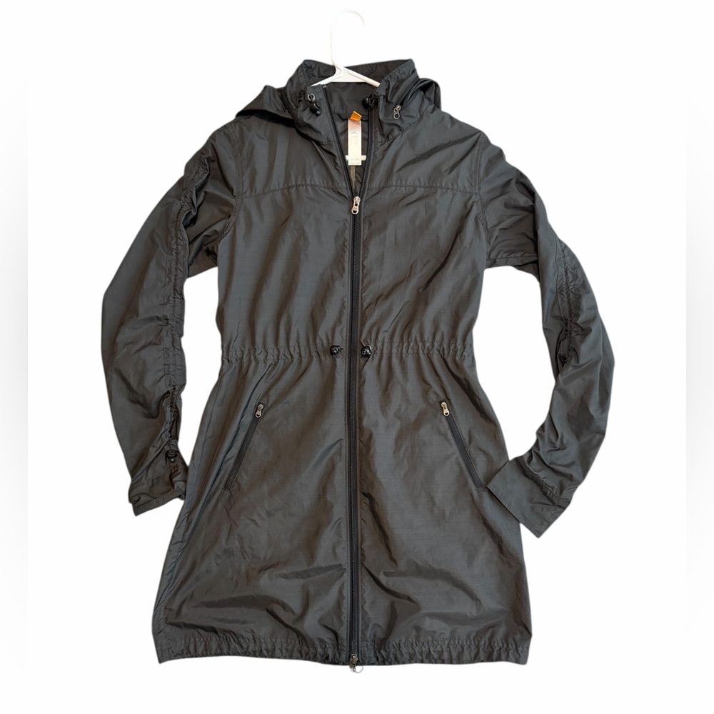 Lucy Hooded Utility Jacket Cinched Waist Lightweight Anorak Black Size Small